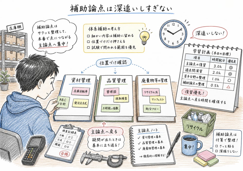 補助論点を深追いせず主論点の位置づけ確認に使う学習法