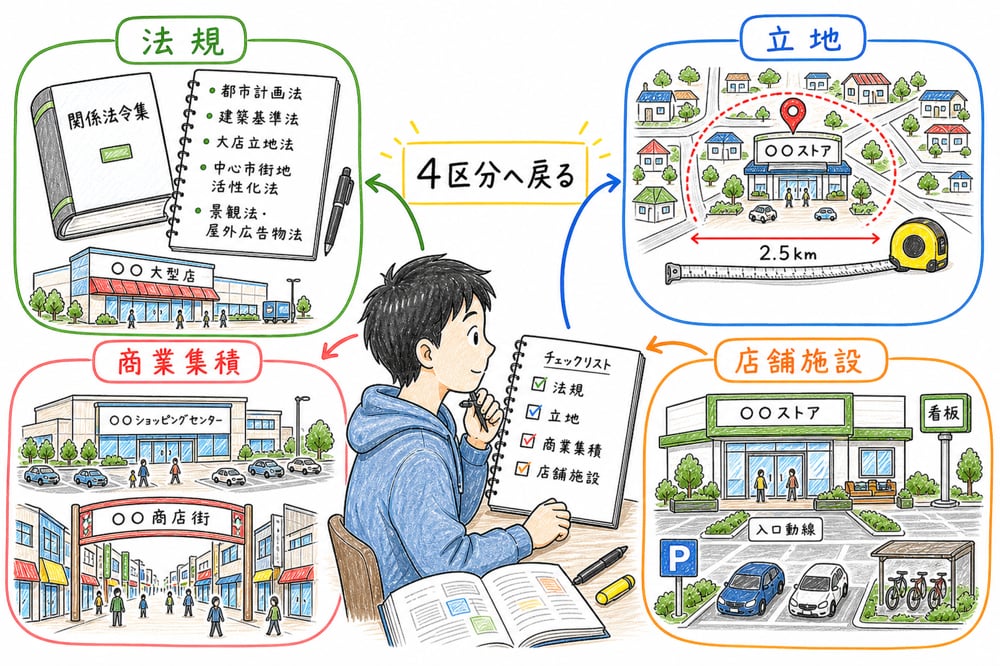 店舗・商業集積の4区分確認マップの図解