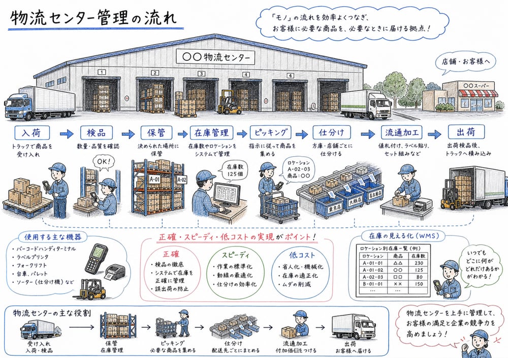 物流センター管理の入荷から出荷までの全体像