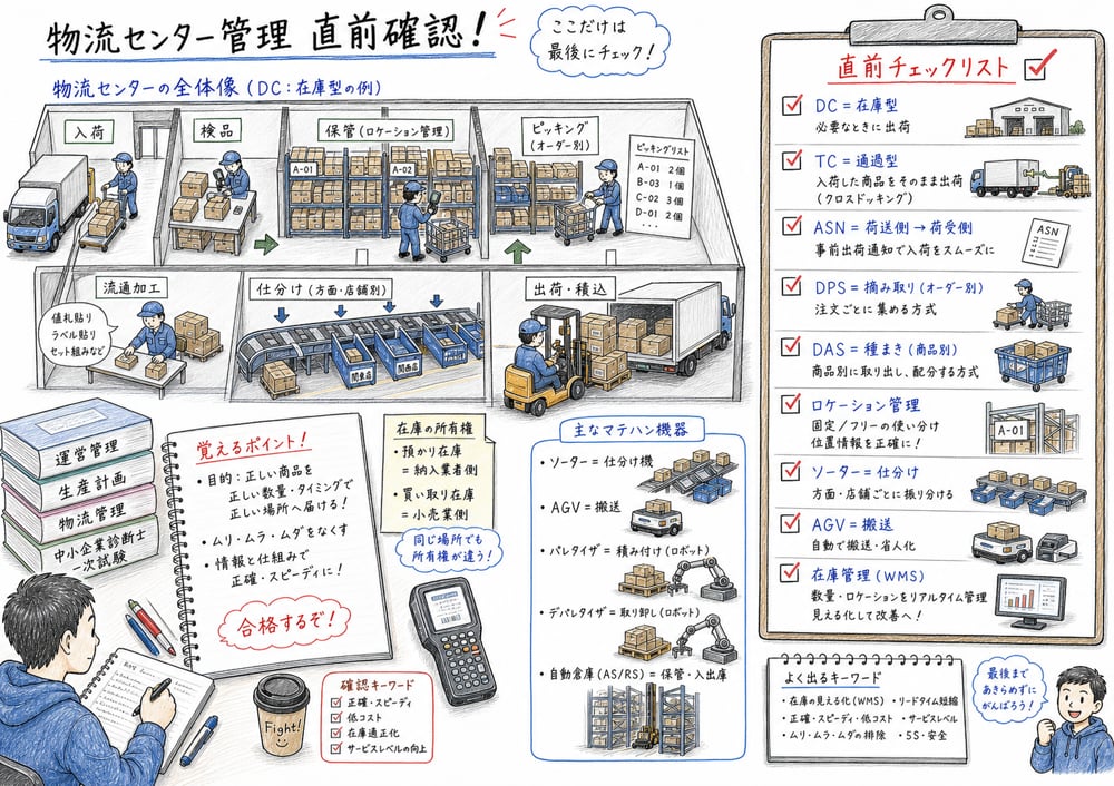 物流センター管理の直前確認ポイントをまとめた図解