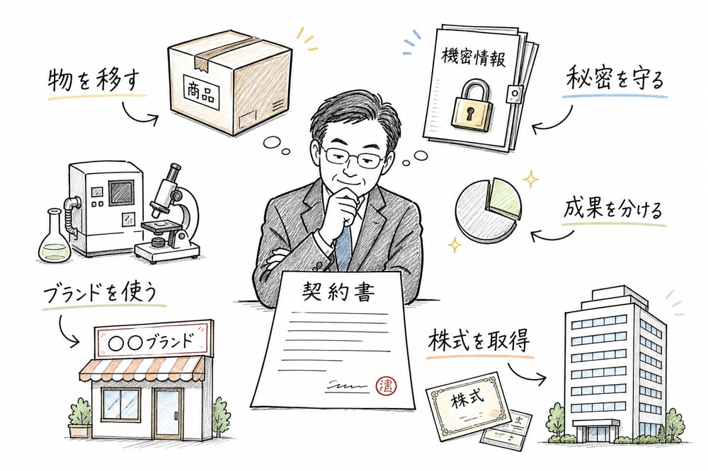 契約類型を何を移転し何を守るかで見分ける図解