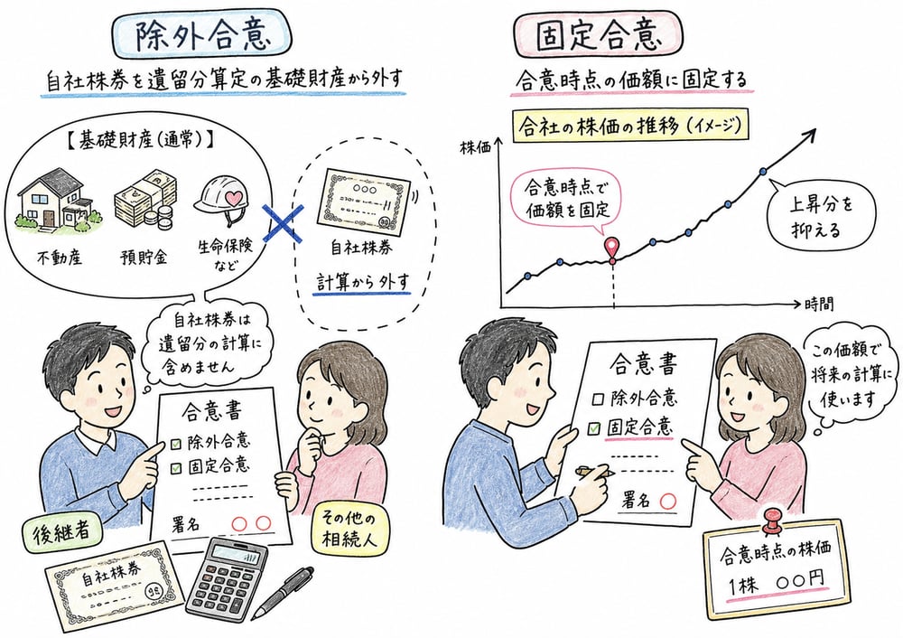 除外合意と固定合意の効果を取り違えないための図解