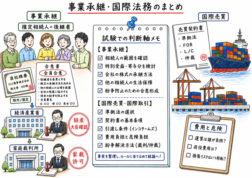 事業承継と国際法務の重要ポイントをまとめた図解