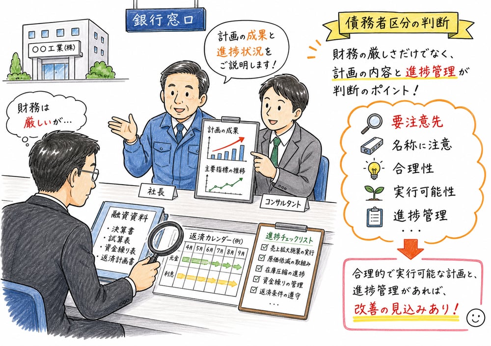 債務者区分の名称と評価の流れの図解