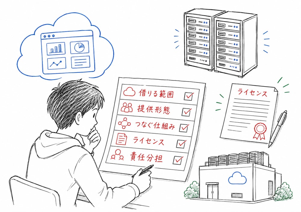 外部情報資源の活用で何を借りて何を自社で持つかを俯瞰する図解