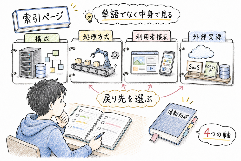 このページが独立暗記用ではなく章内の索引として使うページであることを示す図解