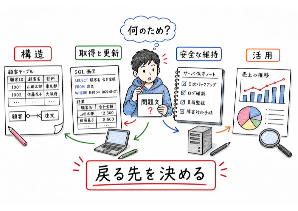 問題文から構造、操作、運用、分析のどこへ戻るかを見分ける判断手順
