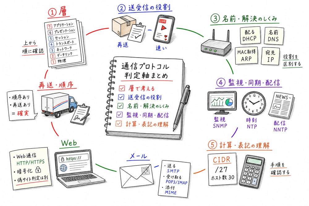 通信プロトコル問題の判定軸を最後に整理する図解