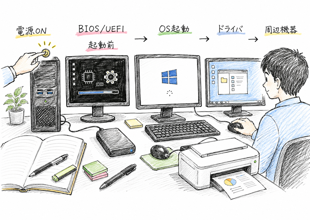 直列構成は全部必要、並列構成はどれか一つでよいと読み分ける図解