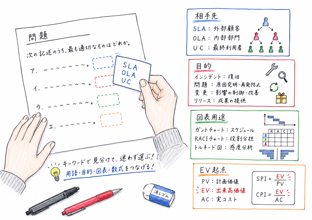 相手先、目的、図表用途、EV起点で選択肢を切り分けるまとめ図解