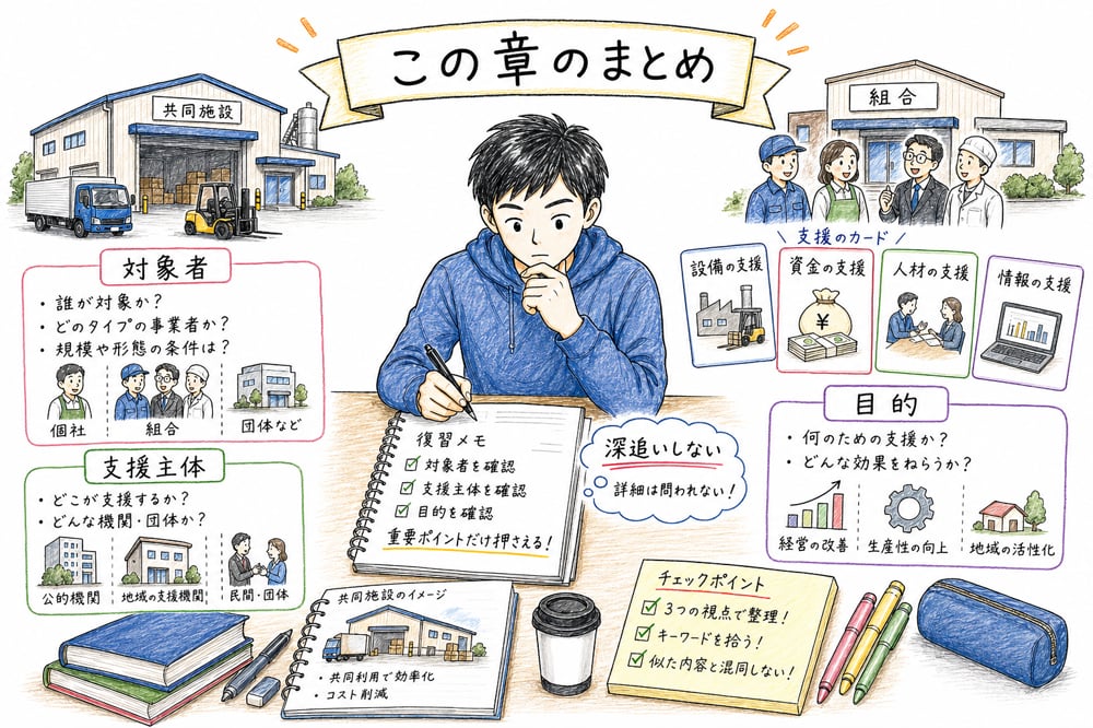 この章のその他論点を対象者と支援主体と目的で見直す復習図
