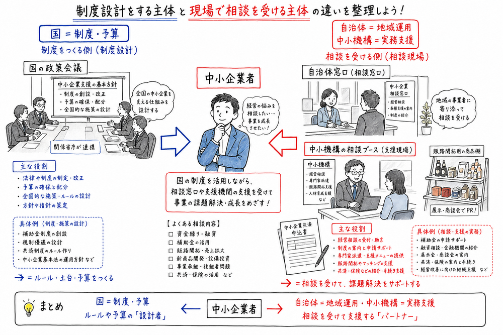 主要制度の補助領域として窓口や提出先の混同を防ぐ図解