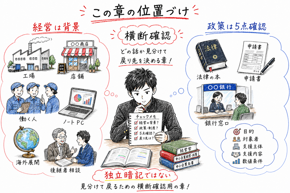 この章が独立暗記用ではなく横断確認用の章であると示す図解