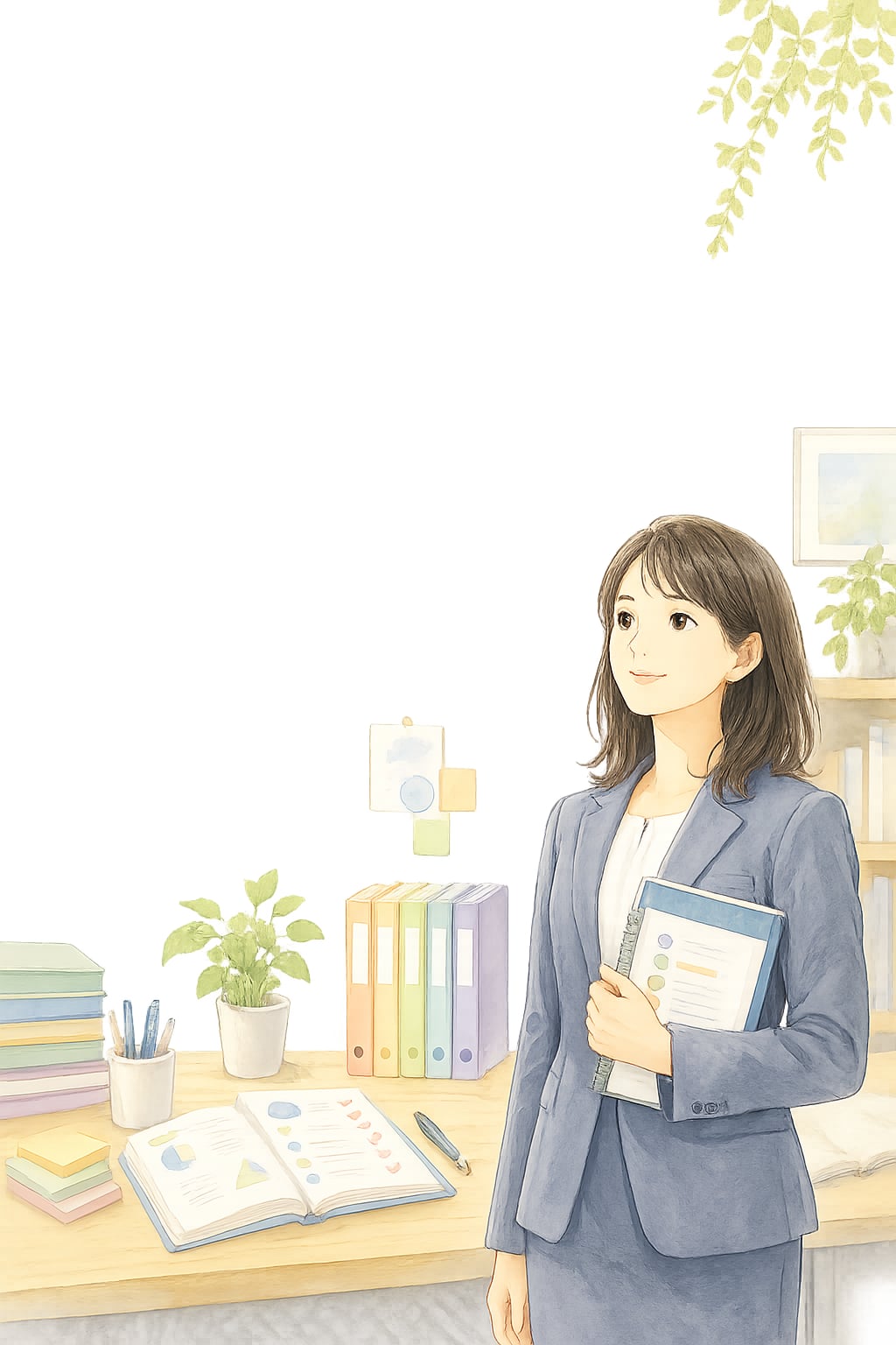 スーツ姿で立つ士業資格受験生のスマホ向け挿絵